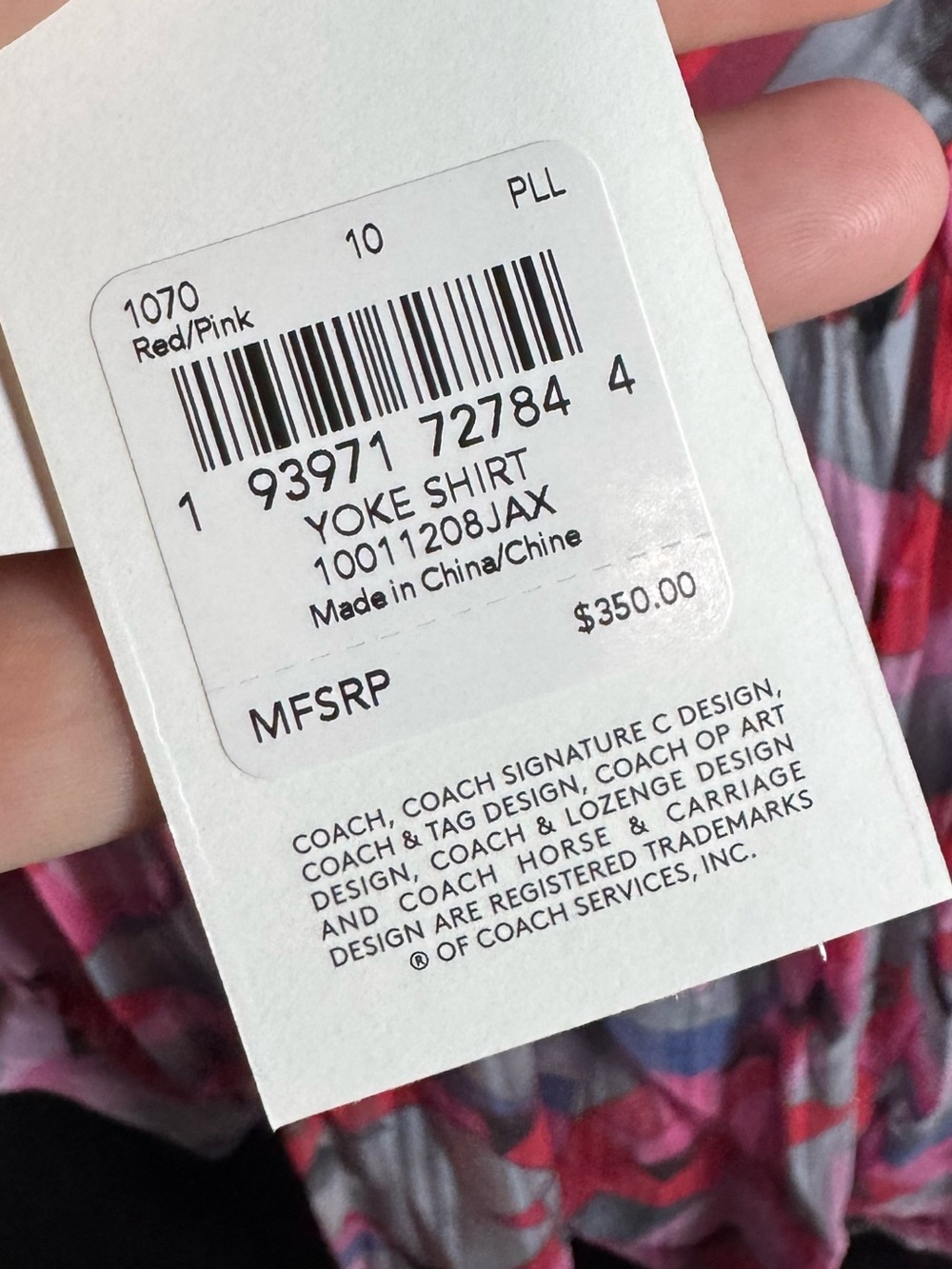 Coach Red & Pink Abstract Yoke Shirt